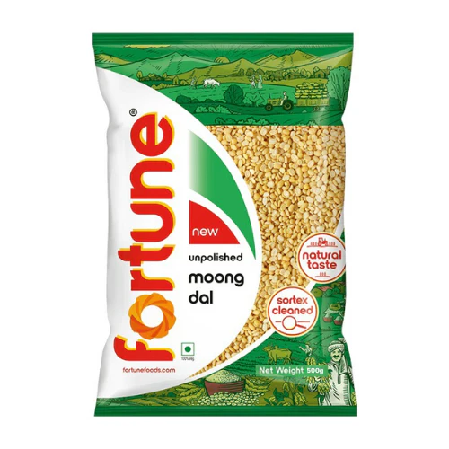 Fortune Moong Dal Split Without Skin / Mung Dal Washed (500g)